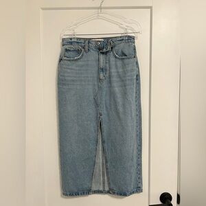 Abercrombie High Rise Midi Denim Skirt